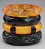 BB306 black, applejuice and citron bakelite bangle stack